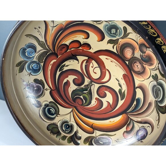 Large 14.5" Norwegian Telemark Rosemaling traditional folk art ale bowl from - Picture 5 of 16